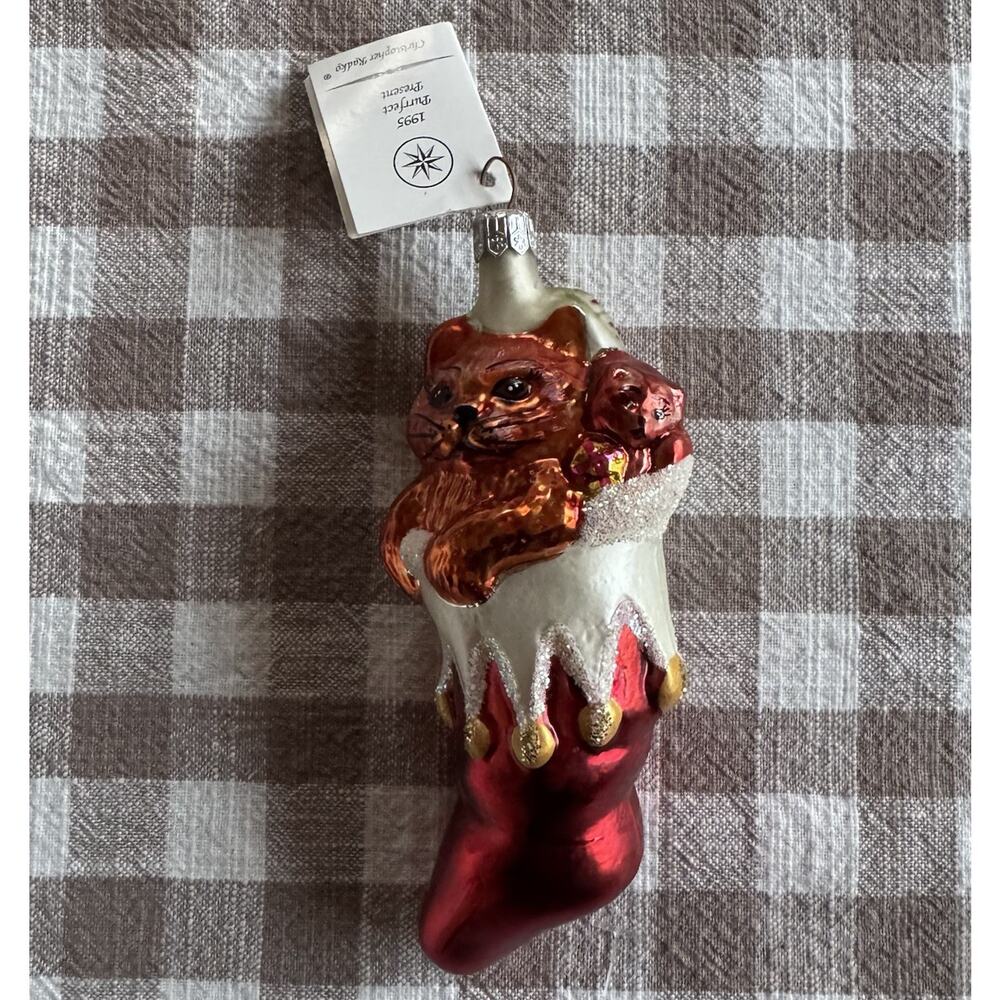 Christopher Radko 1995 Starlight Club Ornament "Purrfect Present" with Tags